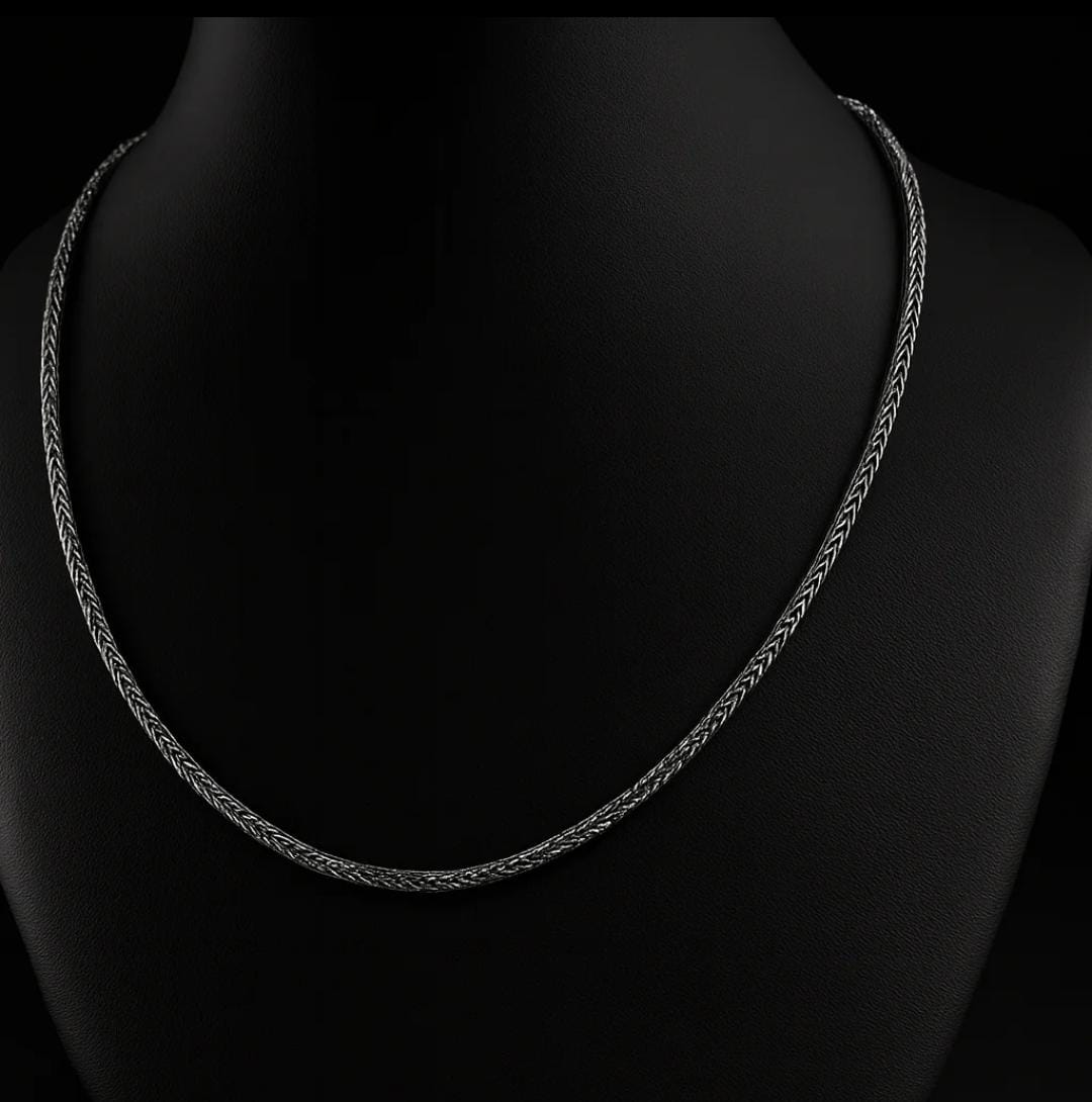 Cadena Espiga Plata Quemada 950 2mm 60cm