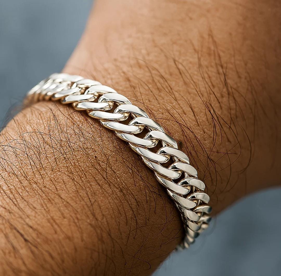 Pulsera Malla Planchada de Plata 950 8mm
