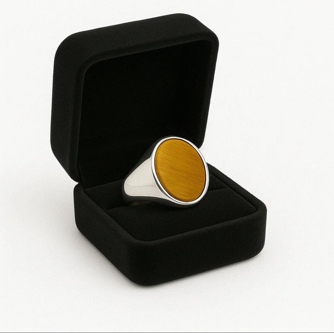 Anillo Oval Ojo de Tigre de Plata 950