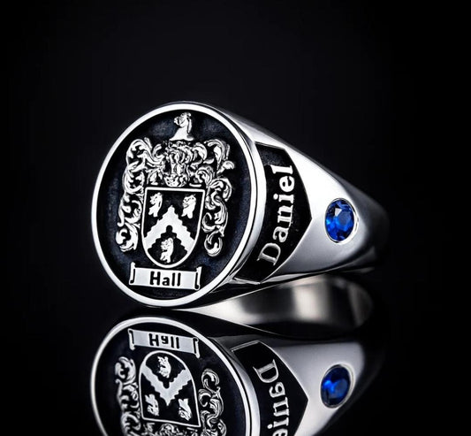 Anillo Escudo Familiar Personalizado - Plata Fina 950