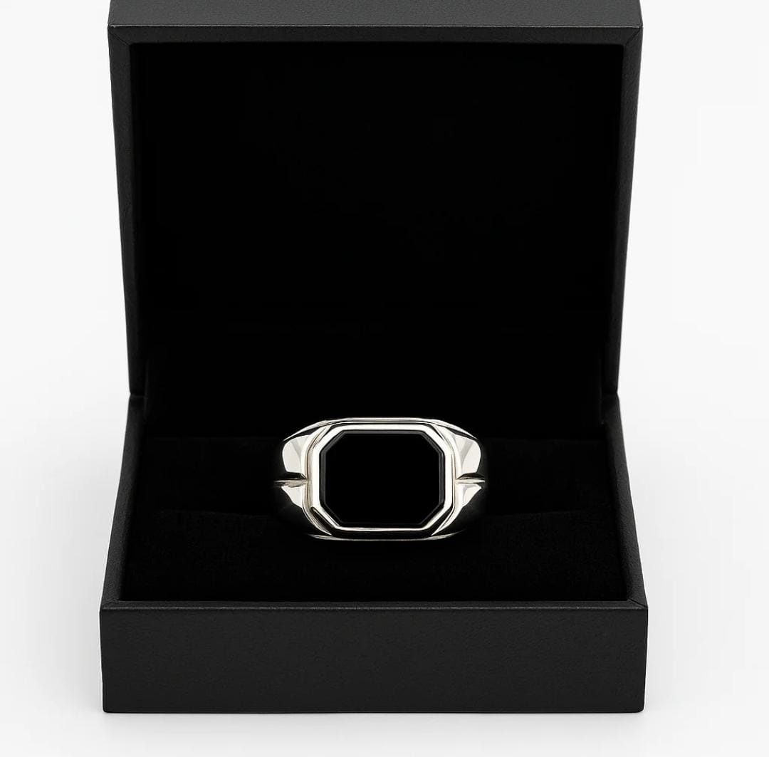 Anillo Box Ónix - Plata 950