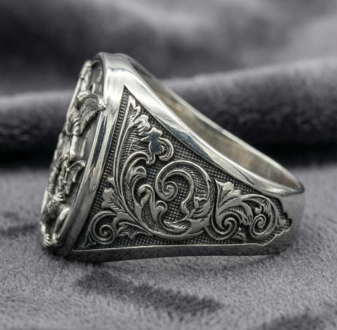 Anillo Arcángel Miguel Oval - Plata 950