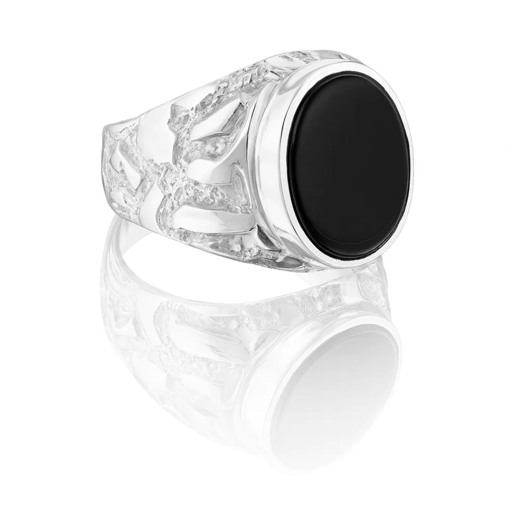 Anillo Lumpy Oval Ónix - Plata 950