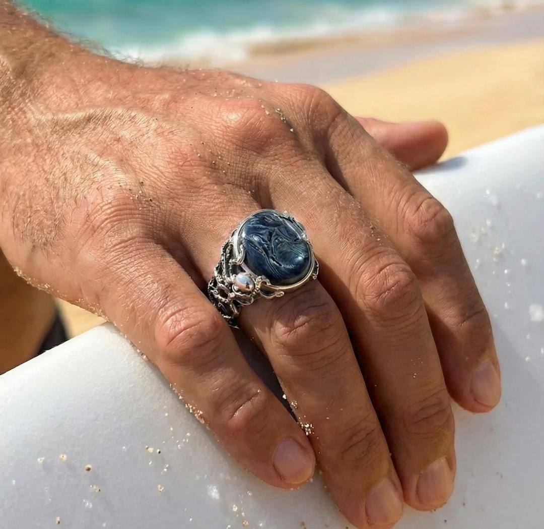 Anillo Octopus Predator - Pietersita Azul