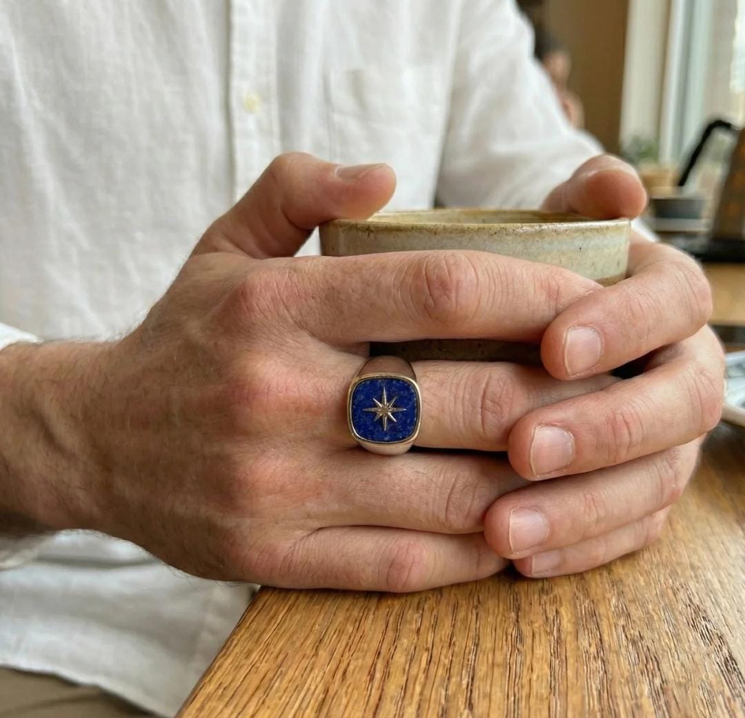 Anillo Star Azurita - Plata 950