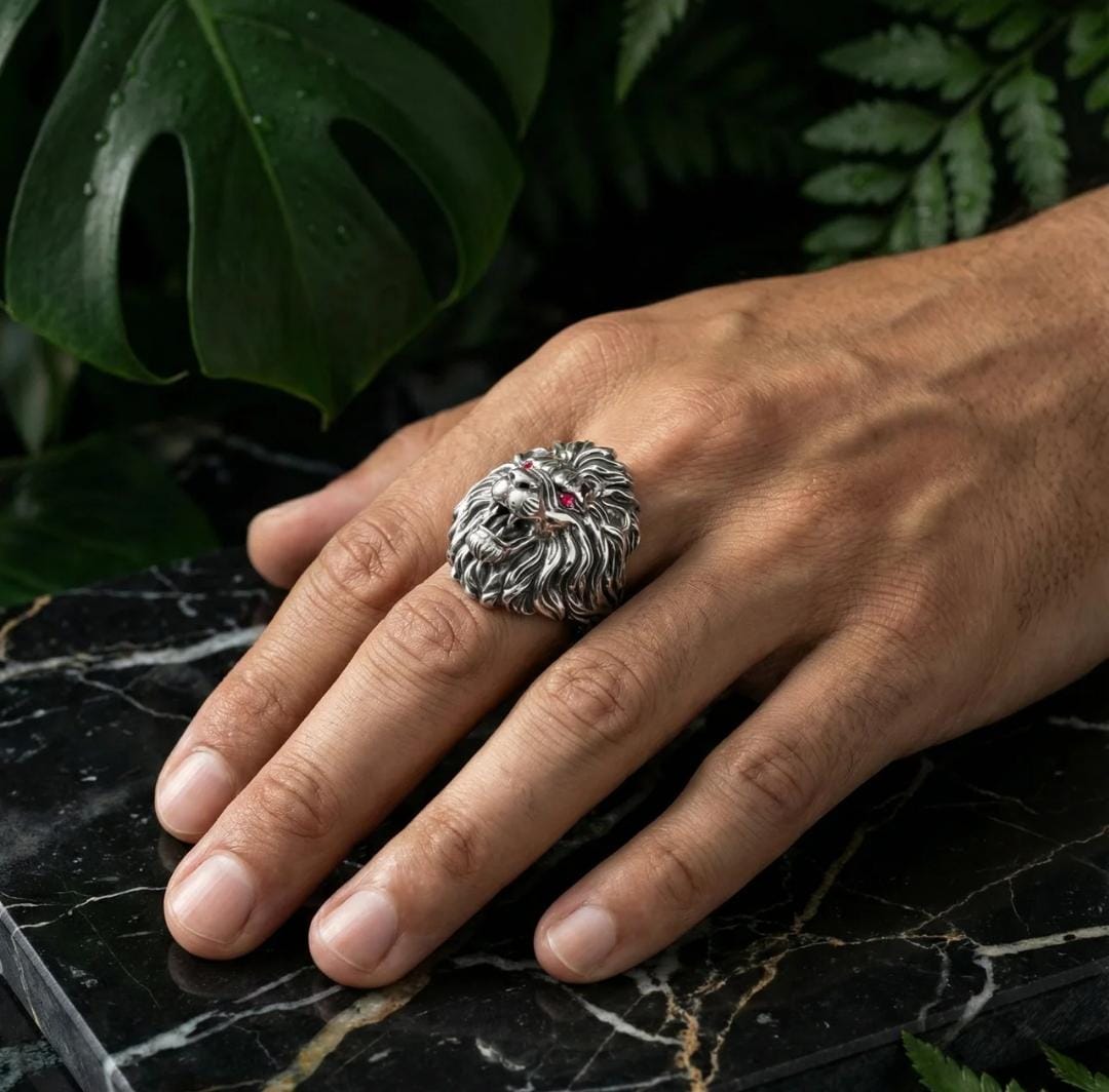 Anillo León Predator - Plata 950