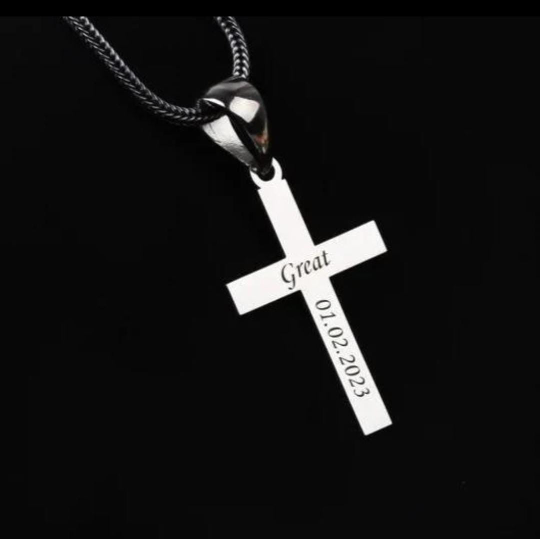 Cadena Espiga y Cruz Personalizada - Plata 950