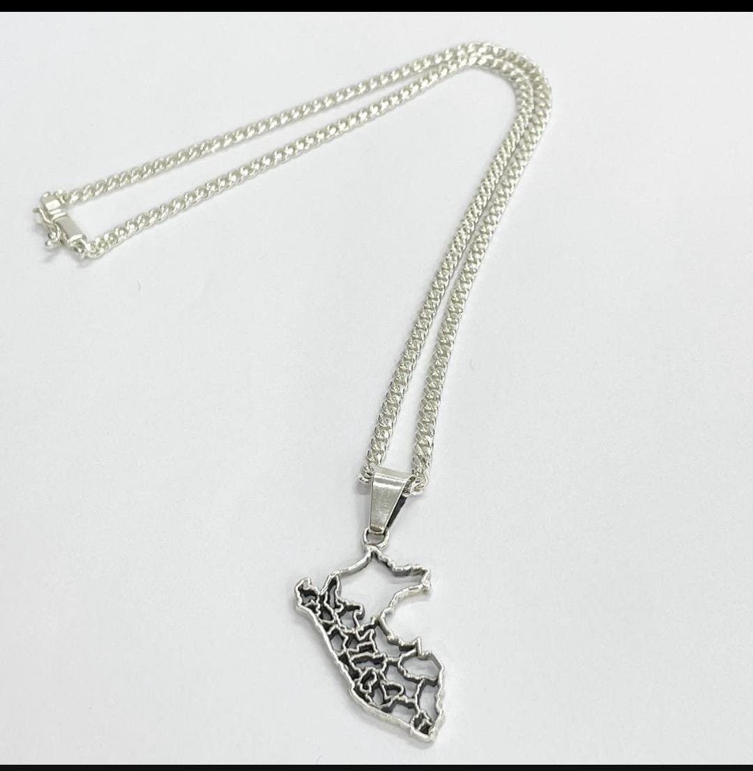 Cadena y Mapa del Perú - Plata 950