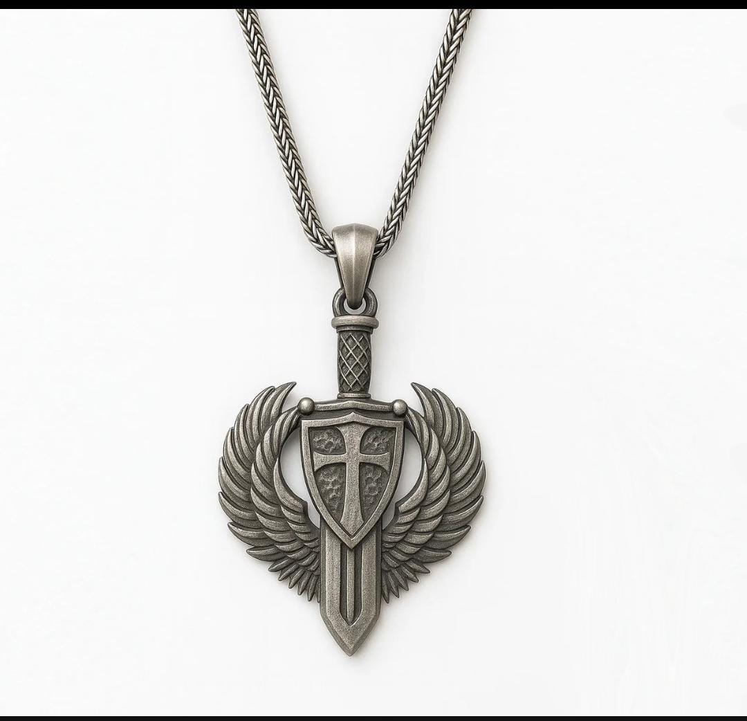 Cadena Guerrero de Fe - Colgante Escudo Arcángel Miguel