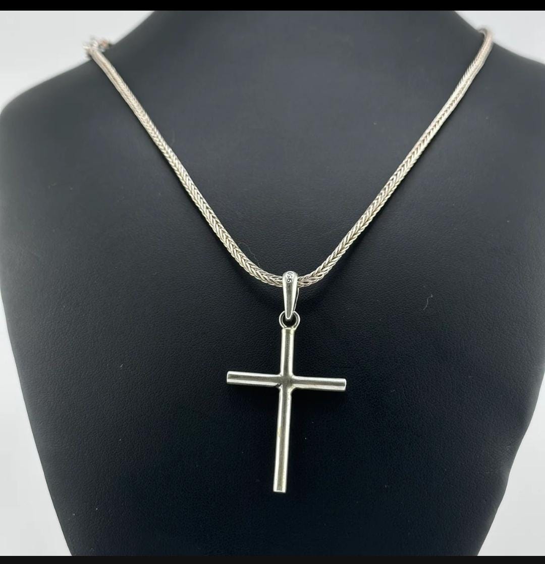 Cadena Espiga con Dije de Cruz - Plata 950
