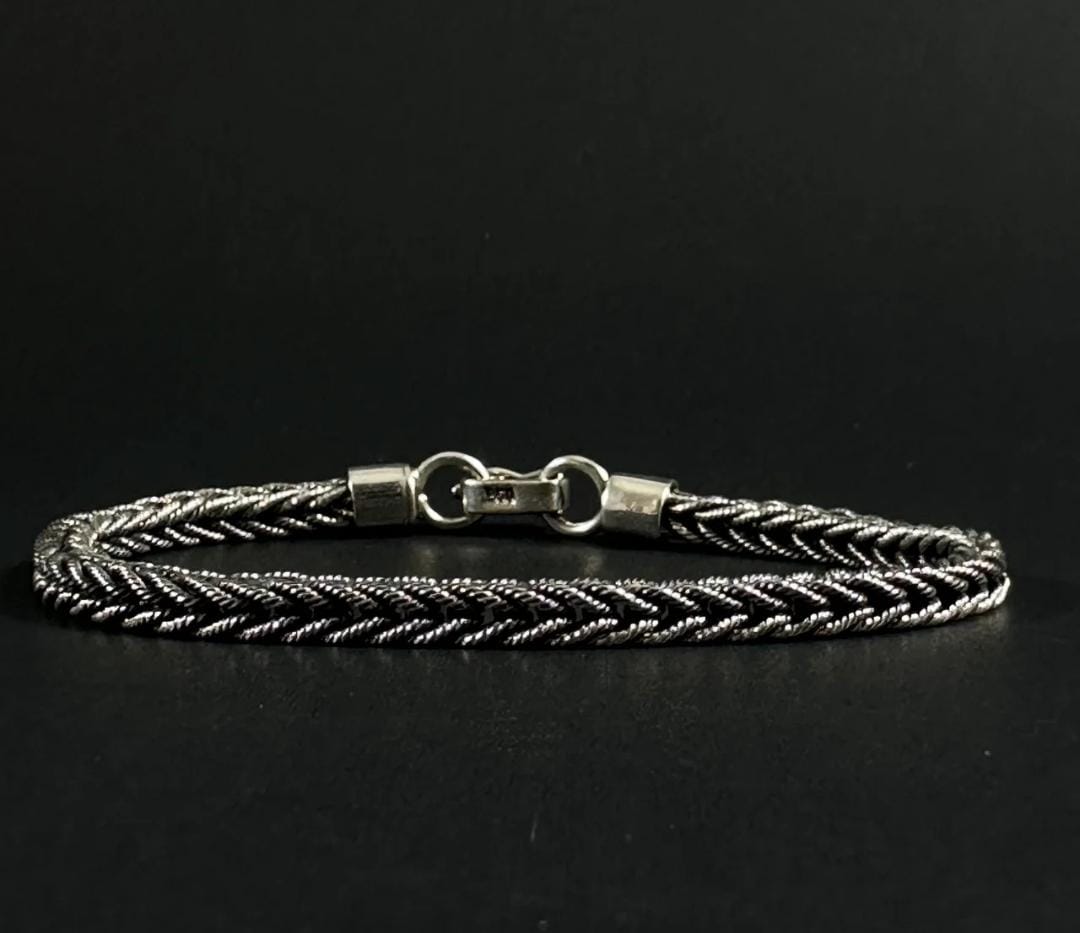 Pulsera Trenzada Espiga en Plata 950 - Estilo Minimalista Masculino