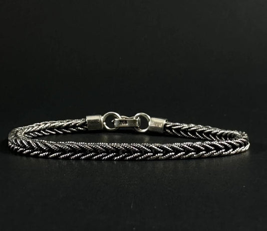Pulsera Trenzada Espiga en Plata 950 - Estilo Minimalista Masculino