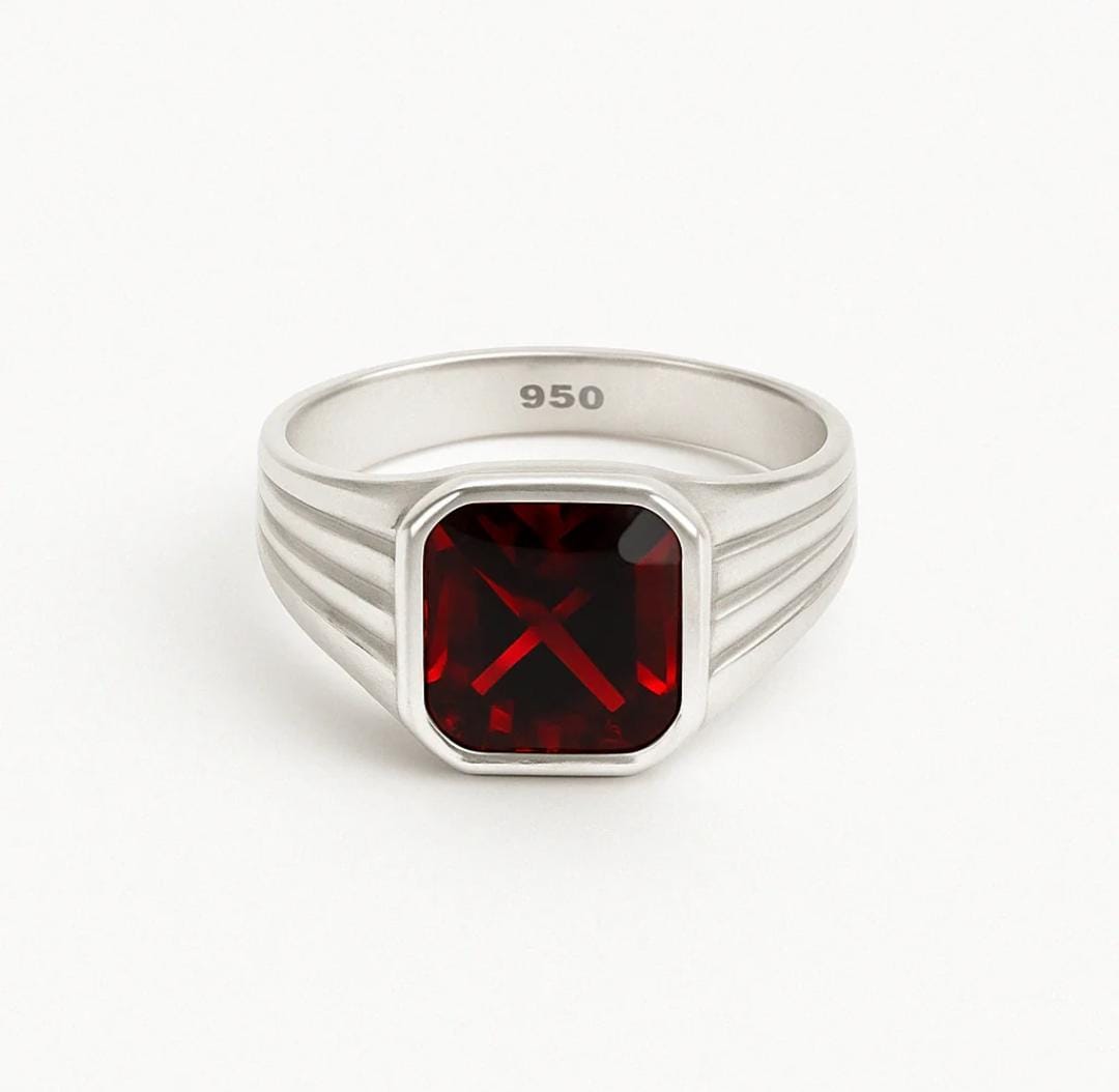 Anillo Lines Rubí - Plata 950