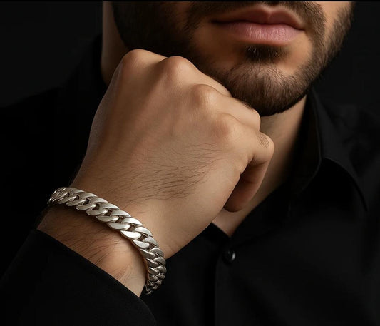 Pulsera Malla Planchada de Plata 950 8mm