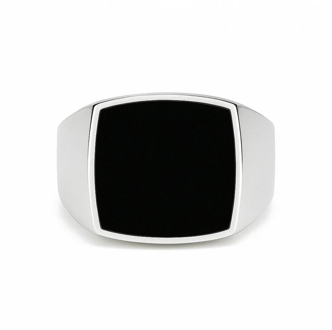 Anillo Ónix Square Plata Fina 950