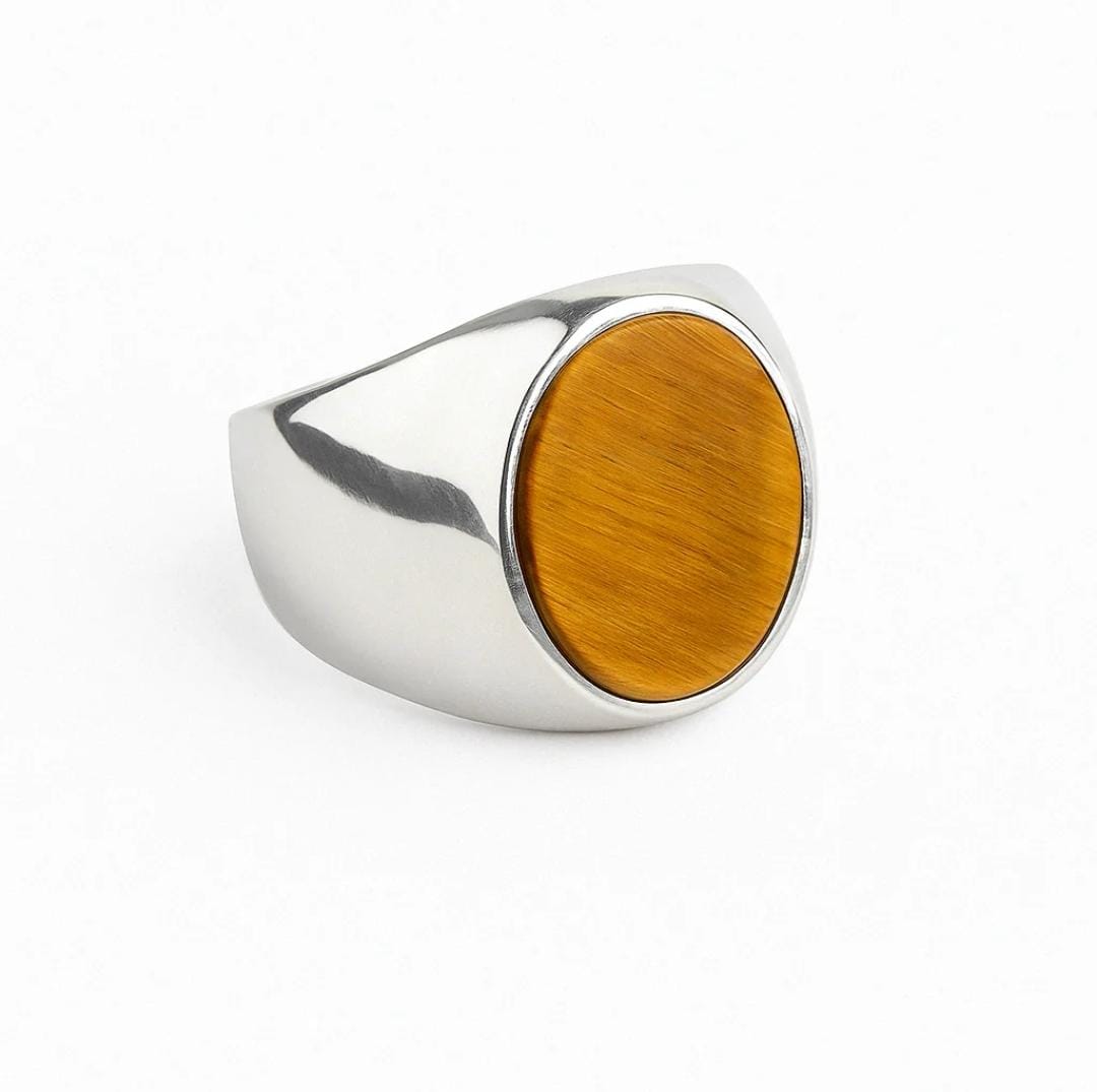 Anillo Oval Ojo de Tigre de Plata 950