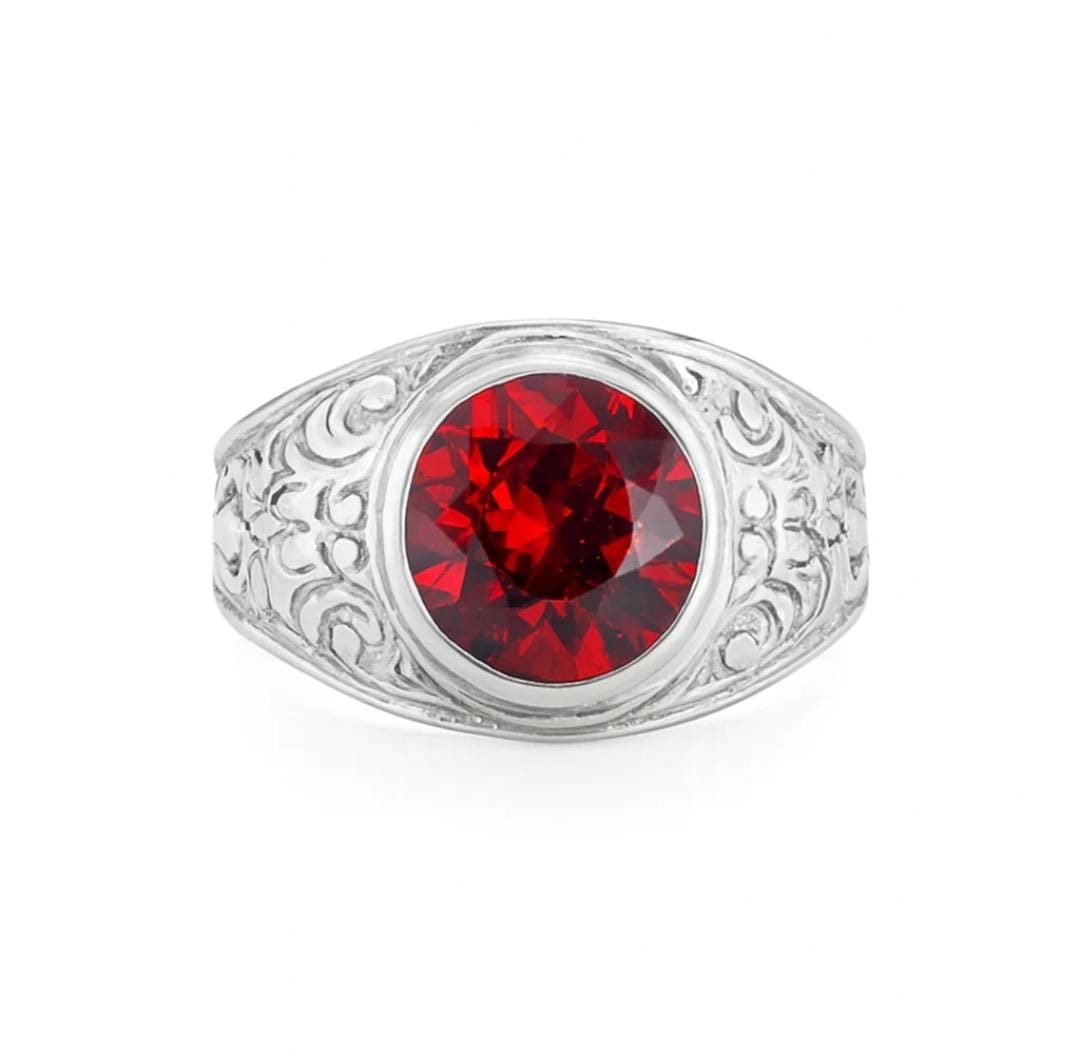Anillo Oval Rubí de Plata Fina 950