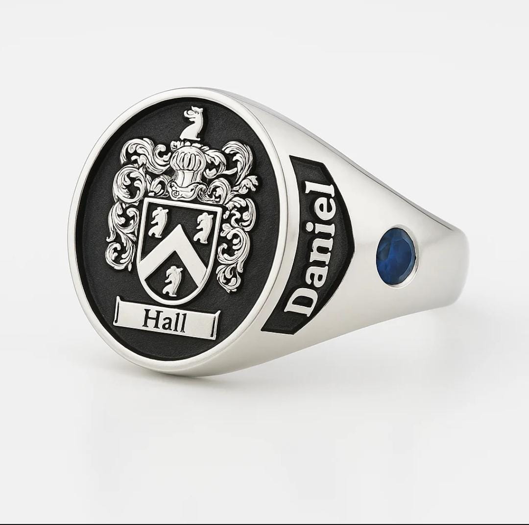 Anillo Escudo Familiar Personalizado - Plata Fina 950