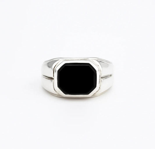 Anillo Box Ónix - Plata 950