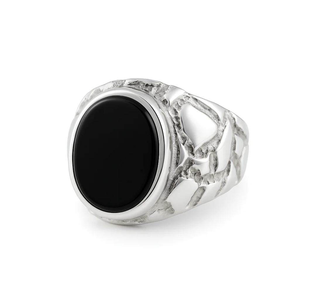 Anillo Lumpy Oval Ónix - Plata 950