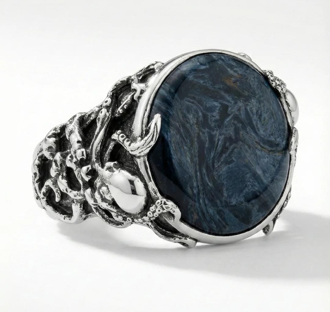 Anillo Octopus Predator - Pietersita Azul