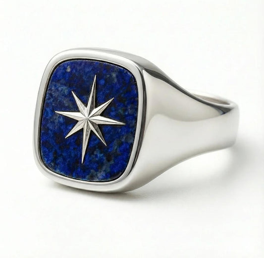 Anillo Star Azurita - Plata 950