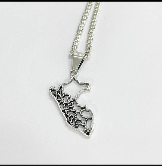 Cadena y Mapa del Perú - Plata 950