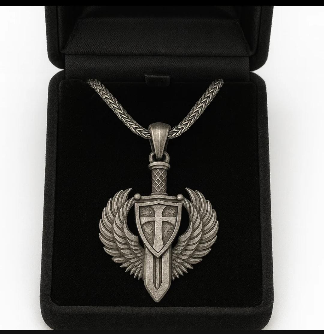 Cadena Guerrero de Fe - Colgante Escudo Arcángel Miguel