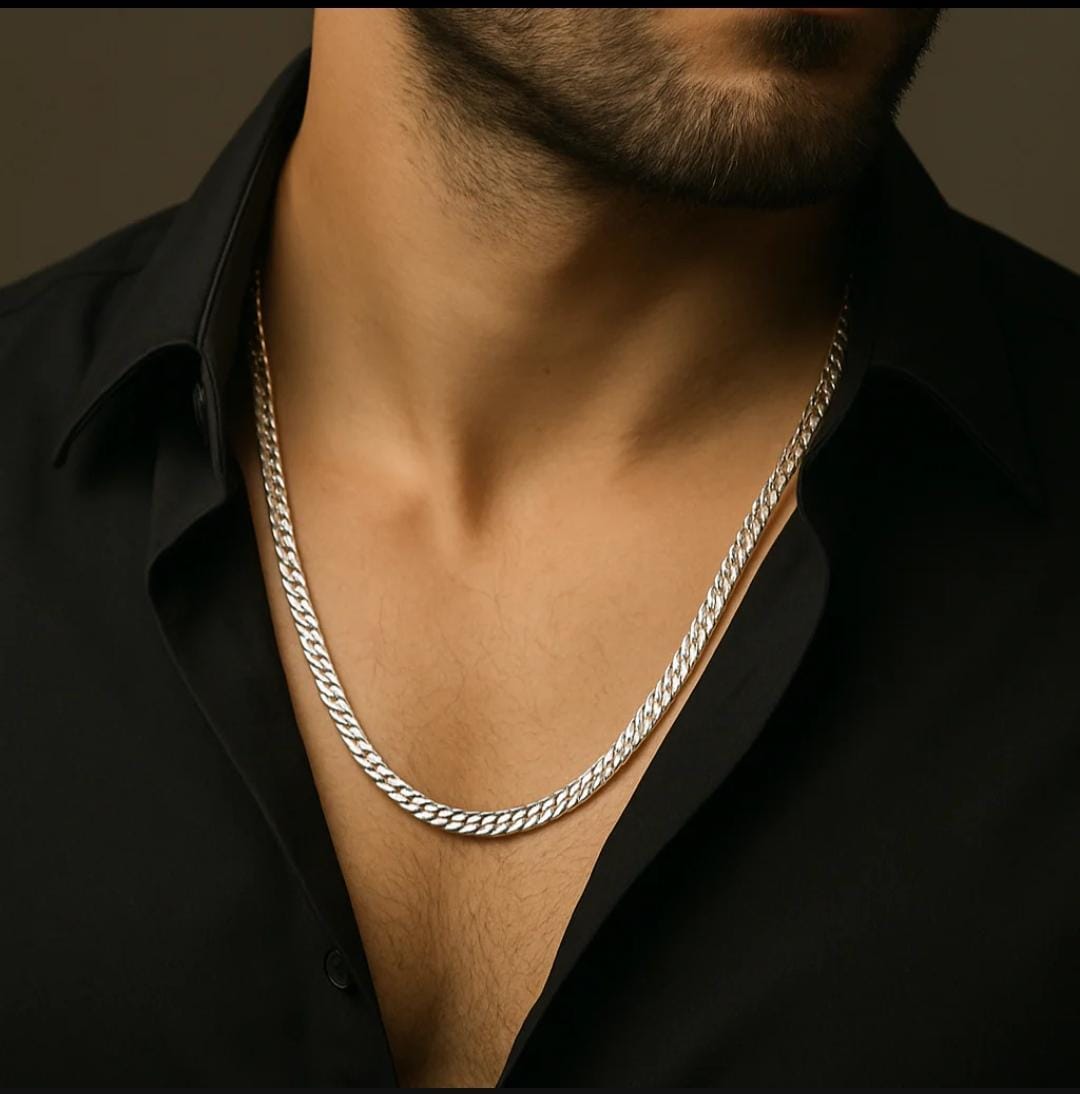 Cadena Modelo Malla Plata 950 60cm 5mm