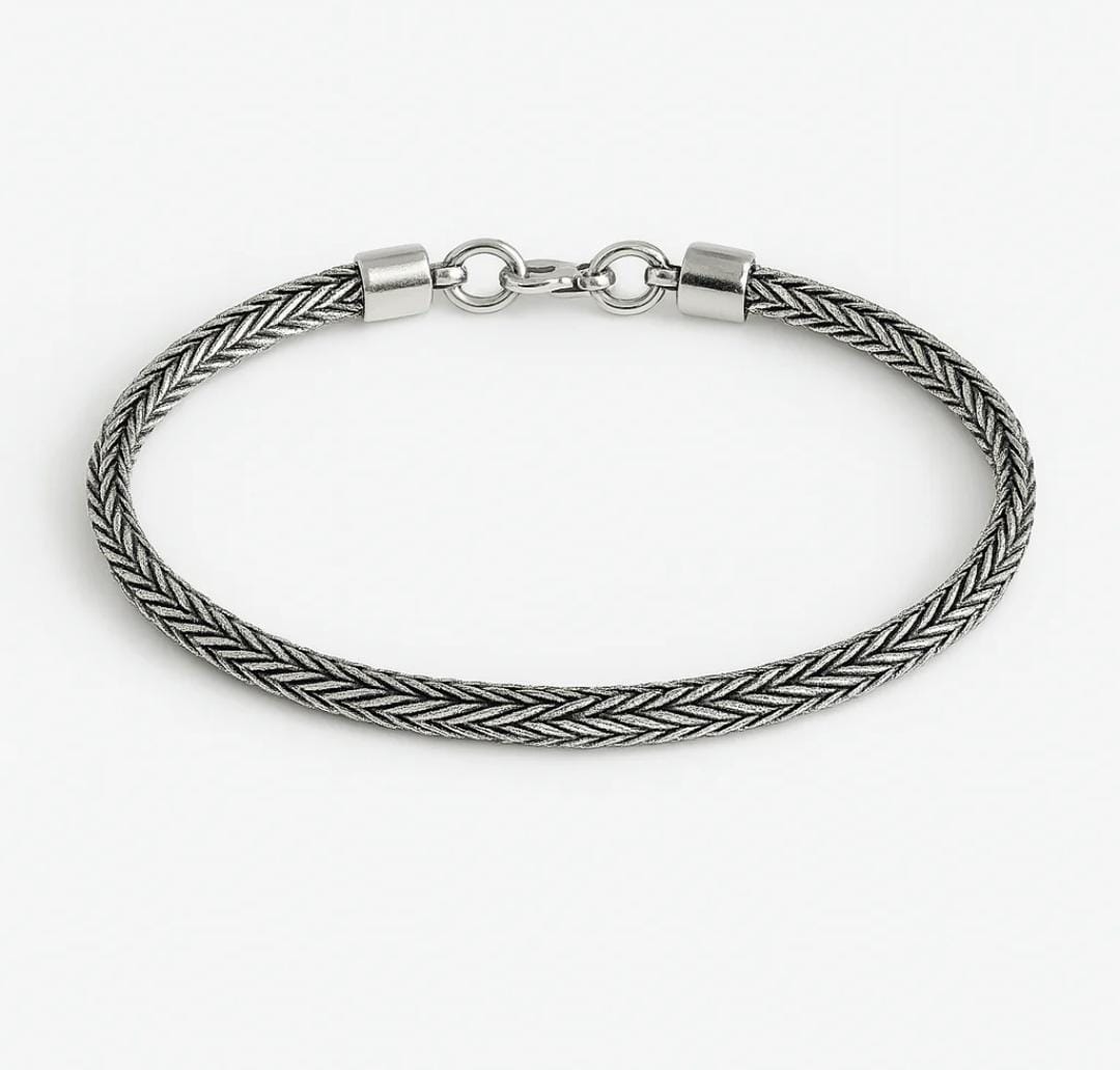 Pulsera Trenzada Espiga en Plata 950 - Estilo Minimalista Masculino