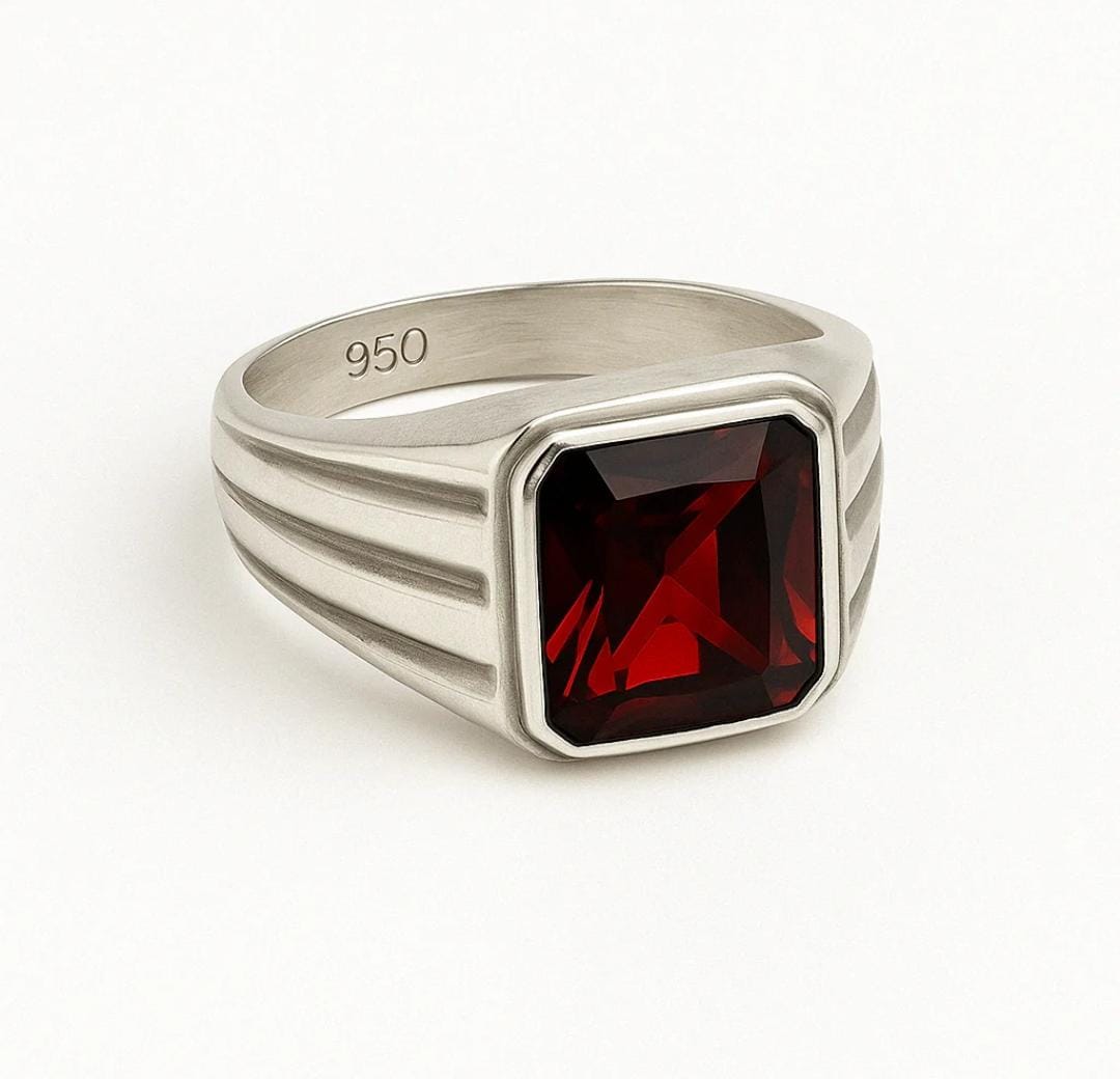 Anillo Lines Rubí - Plata 950