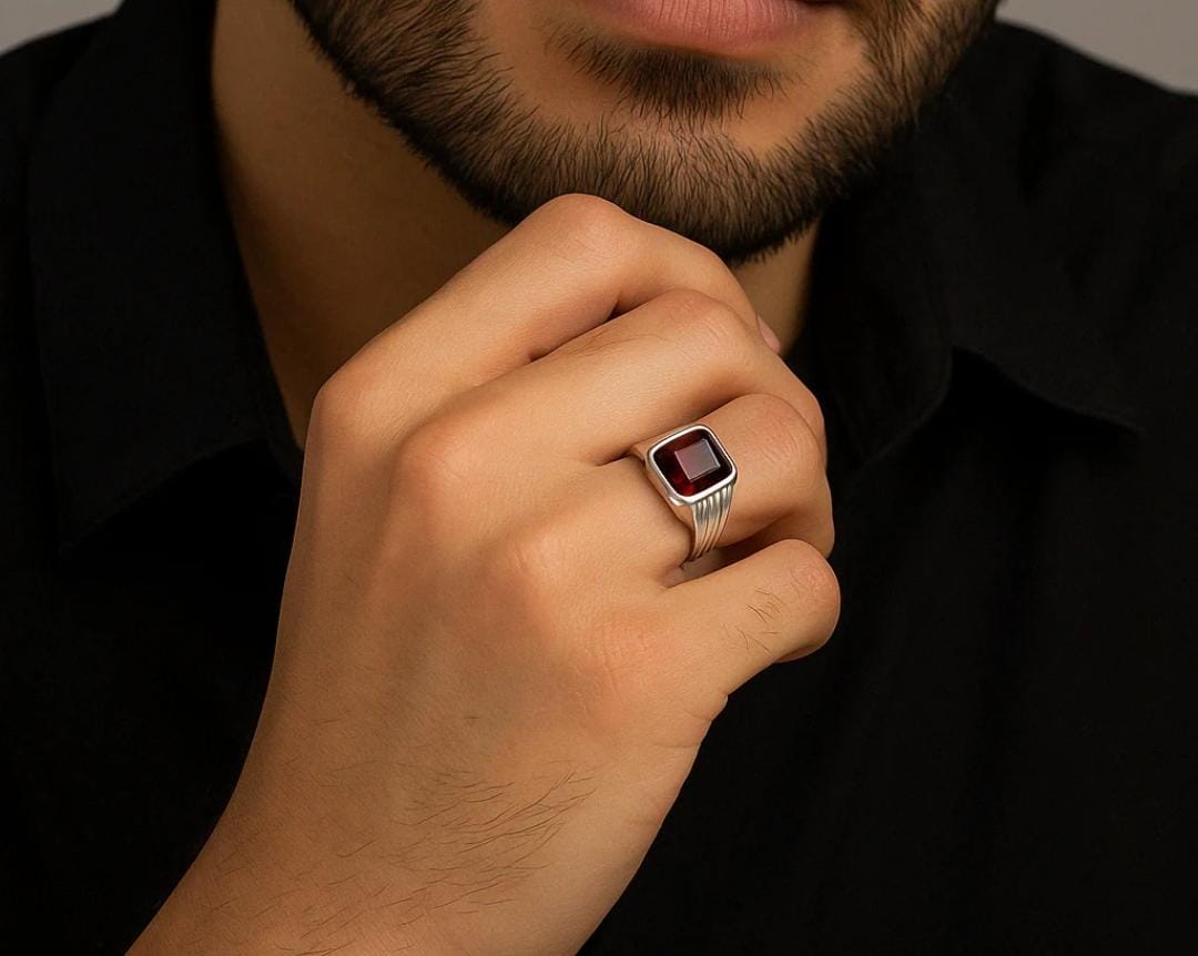 Anillo Lines Rubí - Plata 950