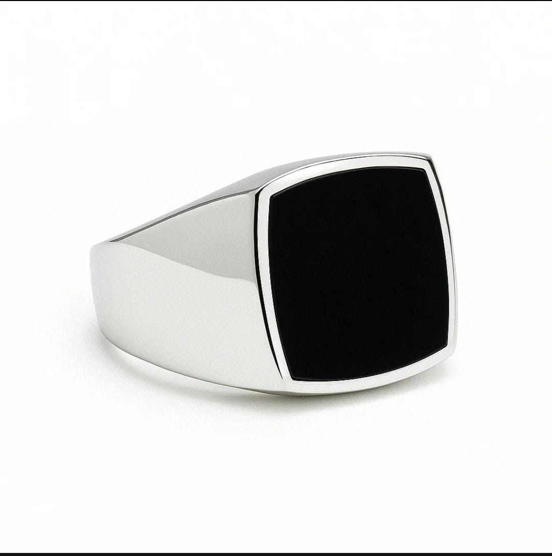 Anillo Ónix Square Plata Fina 950