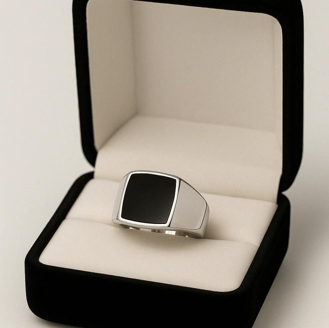 Anillo Ónix Square Plata Fina 950