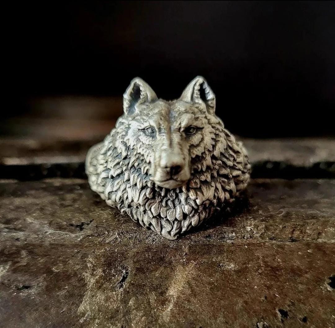 Anillo Wolf Predator de Plata Fina Ley 950