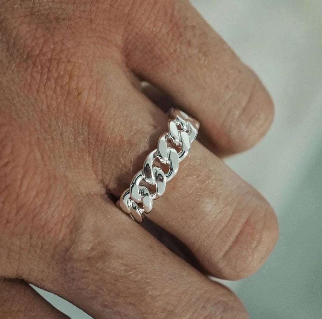 Anillo Miami Cuban Slim - Plata 950