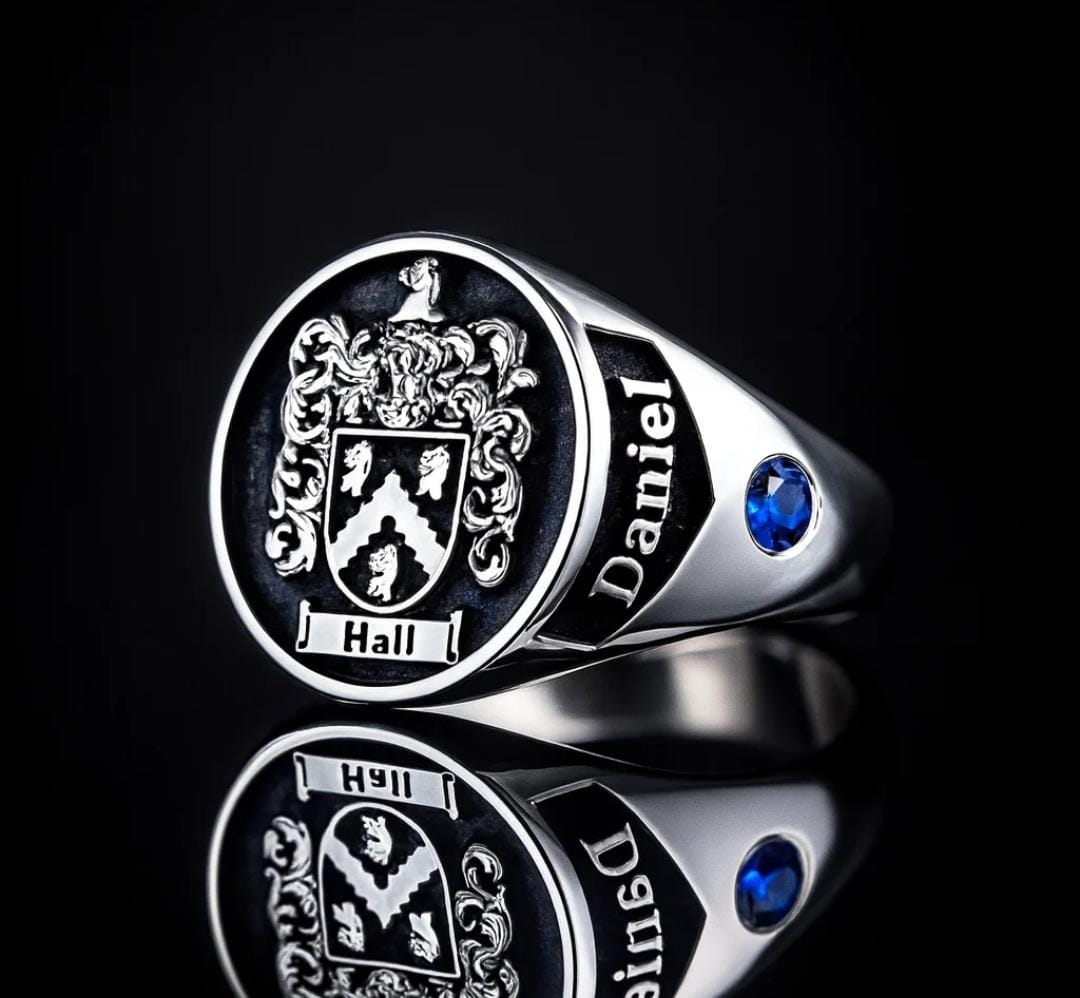 Anillo Escudo Familiar Personalizado - Plata Fina 950