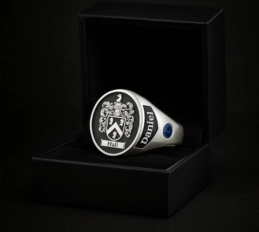 Anillo Escudo Familiar Personalizado - Plata Fina 950