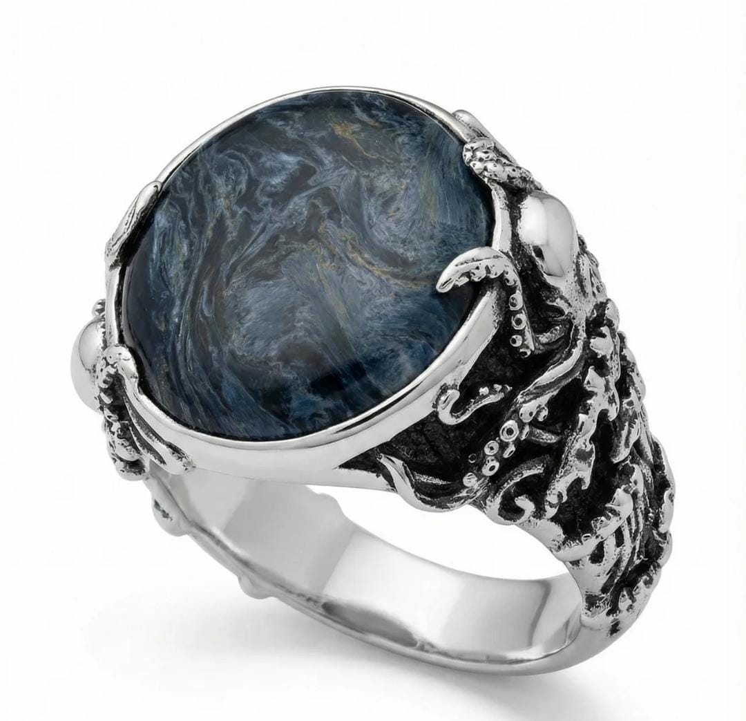 Anillo Octopus Predator - Pietersita Azul