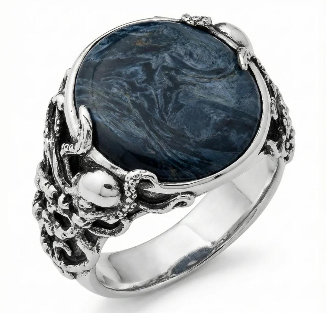 Anillo Octopus Predator - Pietersita Azul