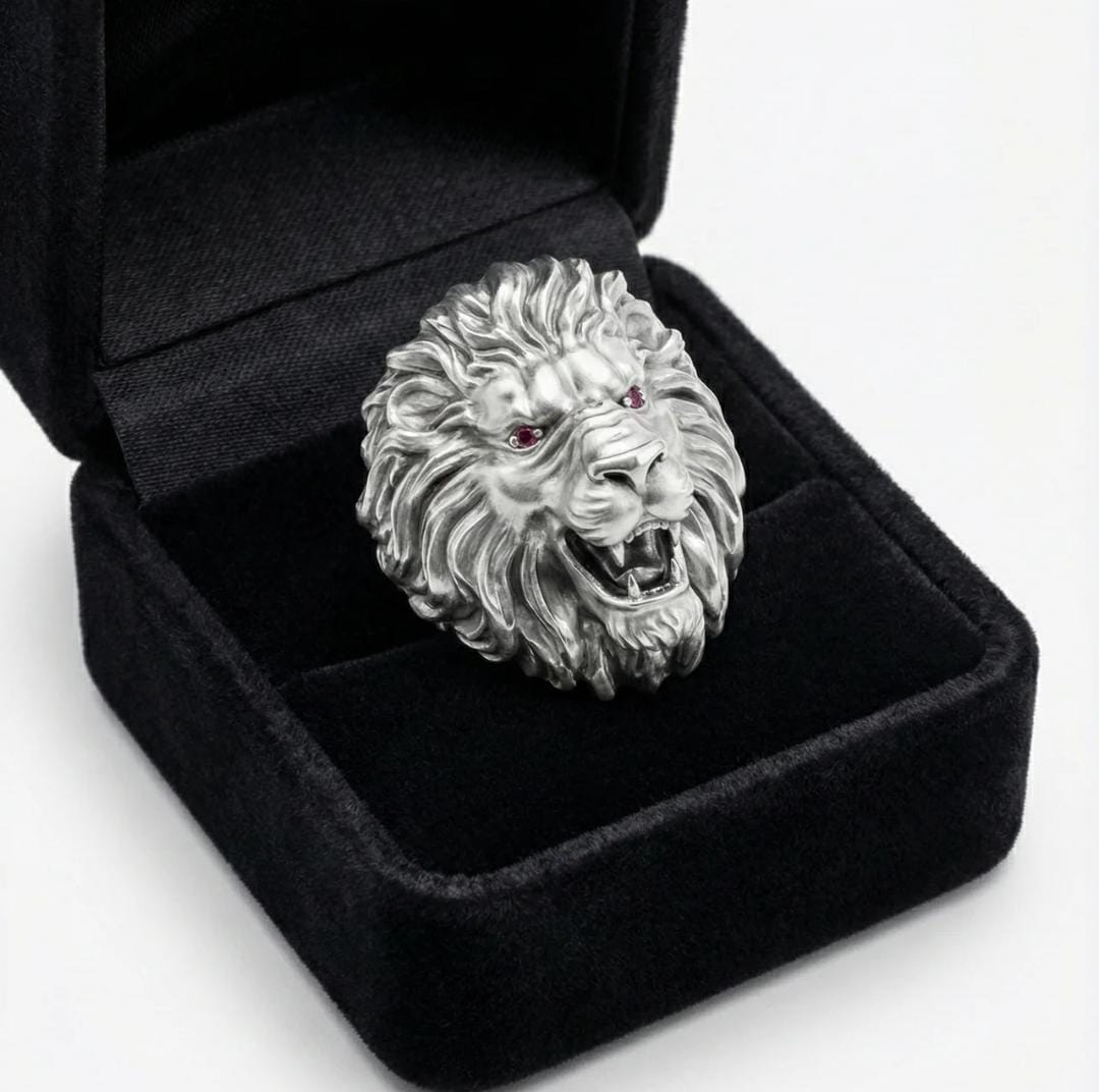 Anillo León Predator - Plata 950