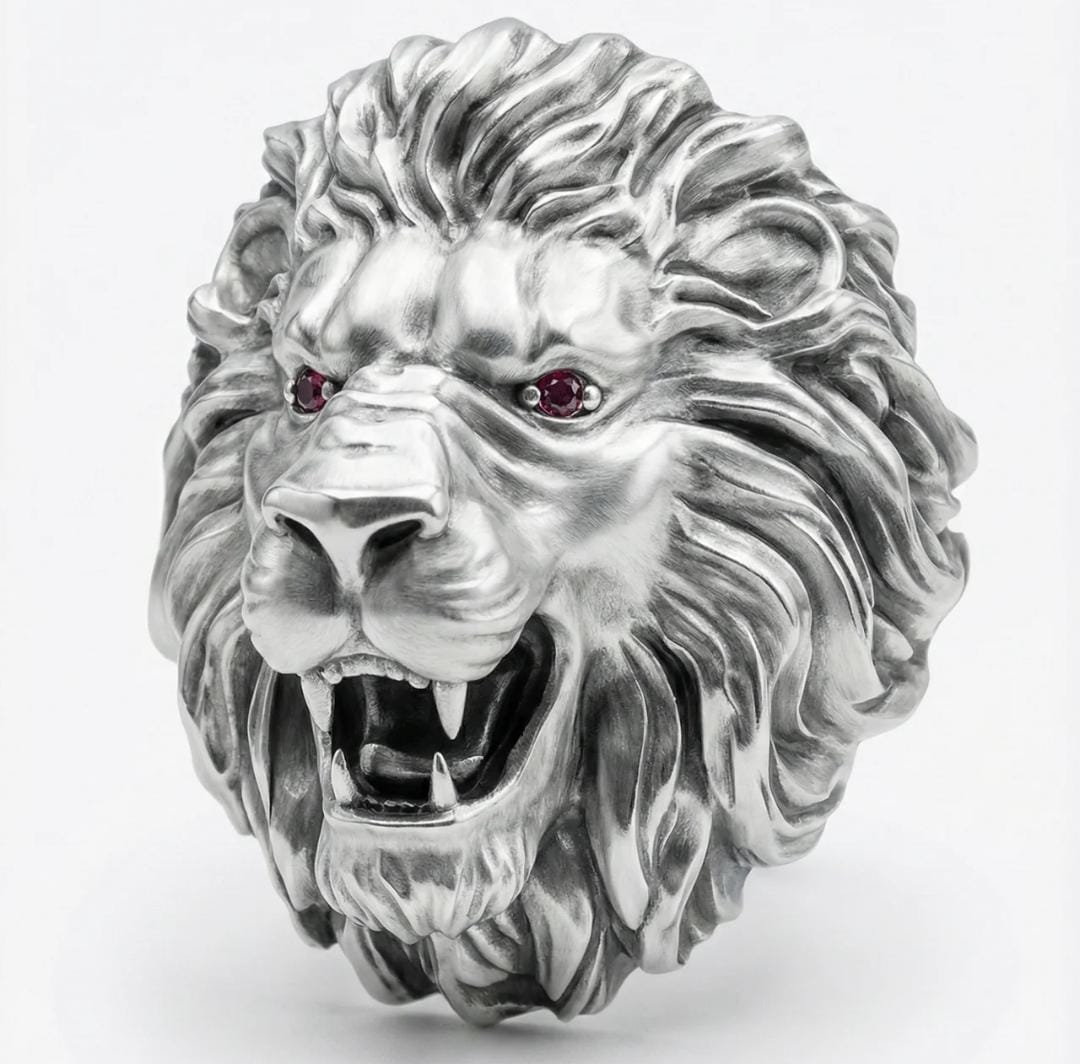 Anillo León Predator - Plata 950