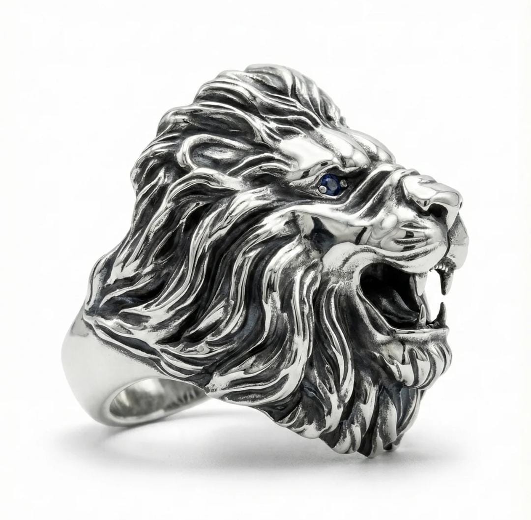 Anillo León Predator - Plata 950