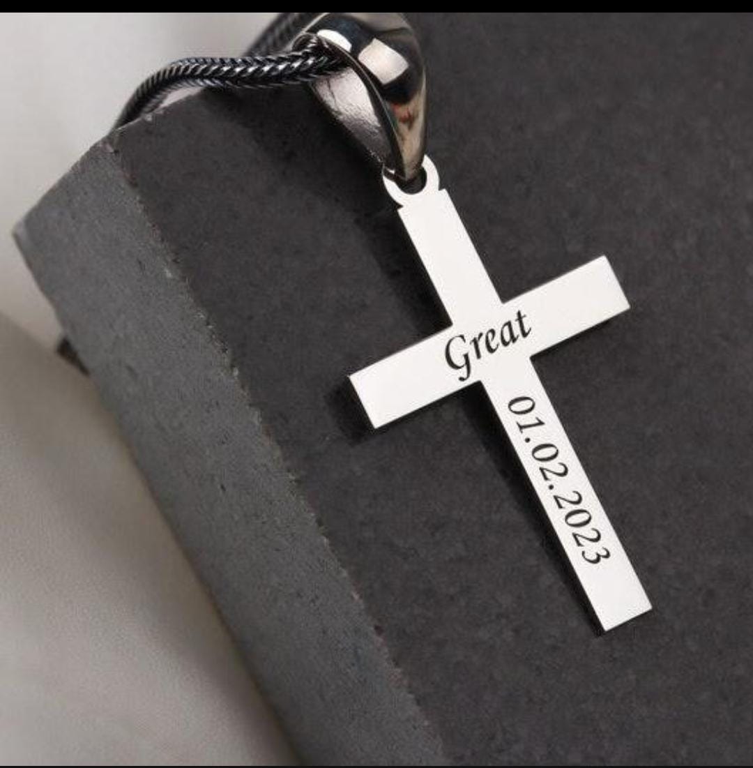 Cadena Espiga y Cruz Personalizada - Plata 950