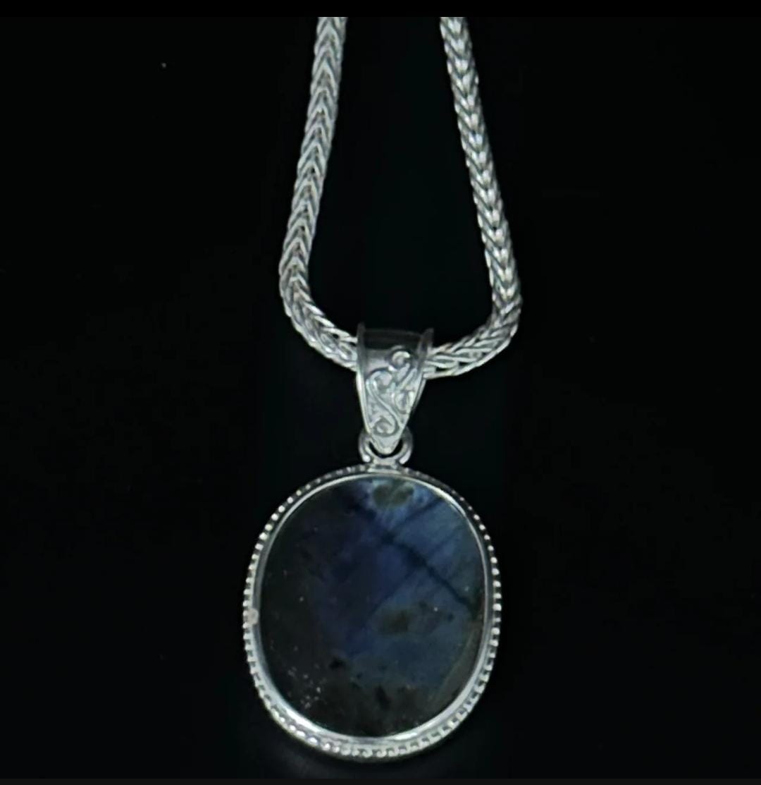 Cadena y Medalla con Piedra Labradorita - Plata 950