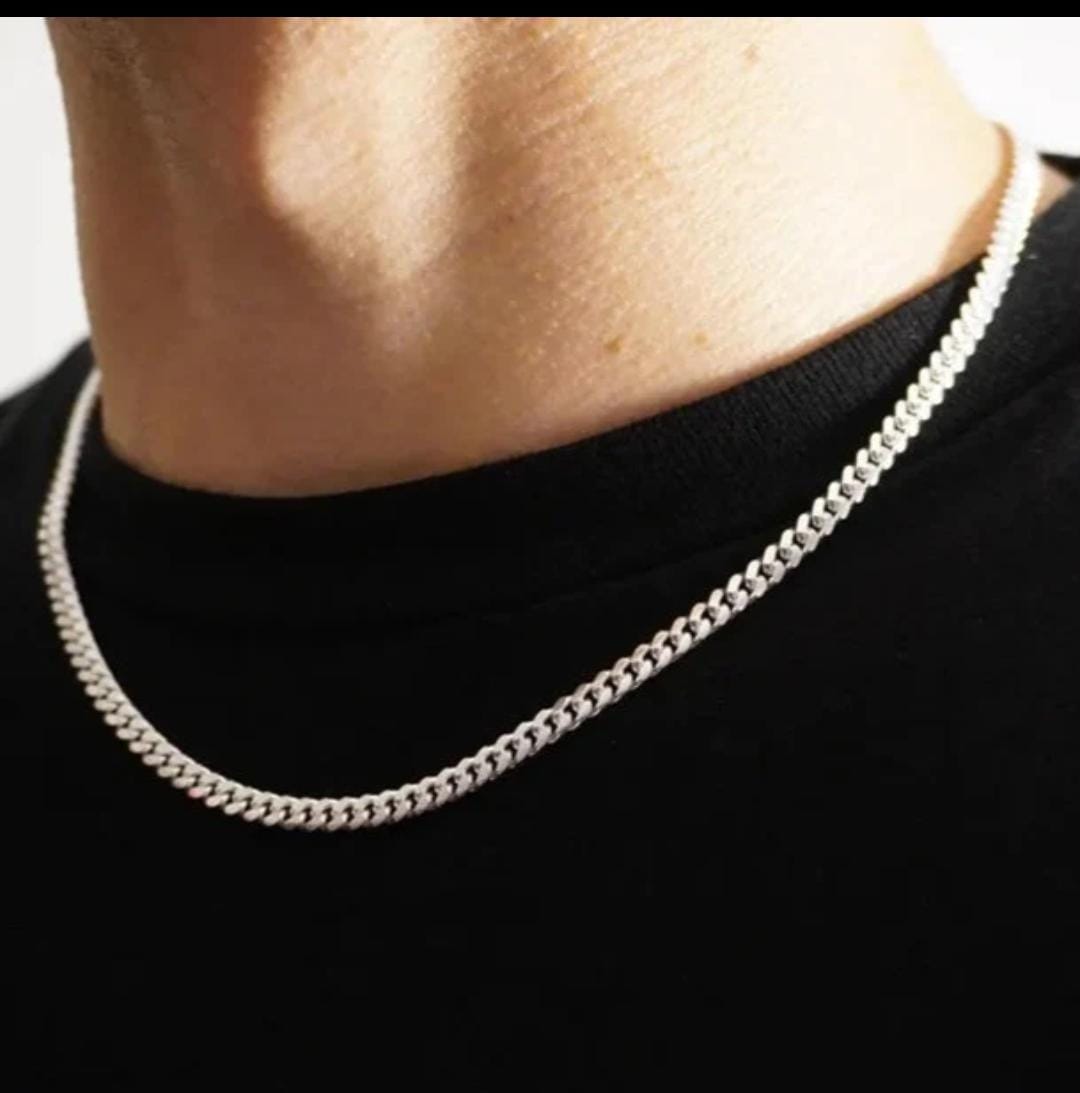 Cadena más Pulsera Eslabones Cubanos - Plata 950 4 mm